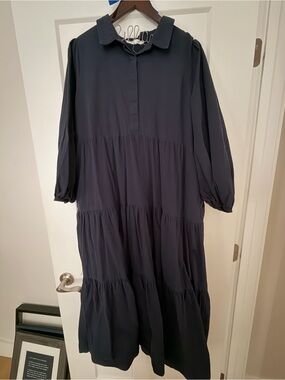 Tuckernuck Navy Tiered Collared Maxi Dress